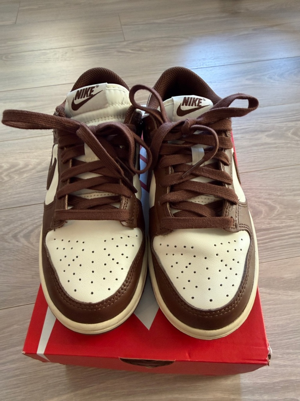 Nike women’s dunk low in: Sail/Coconut Milk/Cacao Wow